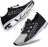 Water Shoes Mens Womens - Quick Drying Lightweight Unisex Aqua Shoes Beach Sports Barefoot Shoes, Black Grey, 11 UK