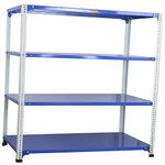 Mil-Nil Prime CRC Sheet 4 Shelf Multipurpose Slotted Angle Rack, 48 x 47 x 24 Inch, 18 Gauge (Blue-White) Powder Coated