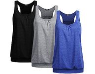 Beyove Womens Workout Tops for Women Racerback Tank Tops Open Back Running Tank Tops Muscle Tank Yoga Shirts (Pack of 3)