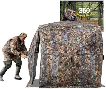 FUNHORUN Hunting Blind 360 Degree See Through Ground Blind with Carrying Bag, 3/4 Person Pop Up Camouflage Tent Portable Concealed Shelter