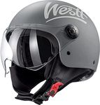 Westt Open Face Motorbike Helmet - Motorcycle Helmet with Visor- Scooter Helmet for Adult Men Women Classic Grey L(22.44-22.84in)