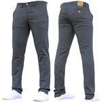 Crosshatch Mens 'Brooks' Stretch Chino Slim Fit Leg Trousers Jeans by JeanBase Charcoal 34W X 30L