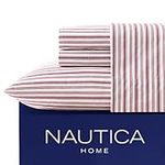 Nautica - Percale Collection - Bed Sheet Set - 100% Cotton, Crisp & Cool, Lightweight & Moisture-Wicking Bedding,4 pcs, Queen, Coleridge Red