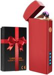 Gifts for Men Him Her Dad Boyfriend Husband, Coquimbo Electric Lighter USB Rechargeable Windproof Lighter, Flameless Dual Arc Plasma Lighter for Household Candle Incense Fireplace (Red)