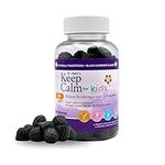 Dr. Kleins Keep Calm For Kids Gummies. Black Currant. Includes 100mg of L Theanine For Relaxation, Restlessness & Nervousness Support. Chamomile Extract Vitamins & Minerals to Support Stress Relief. Naturally Sweetened. 30 Gummies.