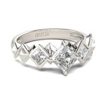 Jeulia Sterling Silver Engagement Wedding Ring Three Stone Princess Cut Anniversary Promise Rings for Her Women Girls with Jewelry Box (Silver, X-½)