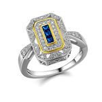 Newshe Jewellery Vintage Rings for Women Gemstone Ring AAAAA Cz 925 Sterling Silver Blue Sapphire Princess Size 4-13, stone, Cubic Zirconia