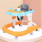 R for Rabbit Little Feet Sportz Baby Walker for Kids 9 to 18 Months for boy Girl Push Activity Walker with Music |(Orange Blue)