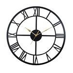 Arabs Metal Antique Big Size Hanging Roman Number Watch For Living Room, Bedroom, Office, Decorative Analog Wall Clock For Home Decor (40 Cm, Matte Black)