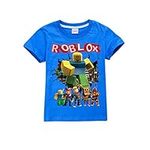Roblox T Shirts for Kids Boys Girls Short Sleeve Top Tees 2-13 Years Old (Blue, 9-10 Years)