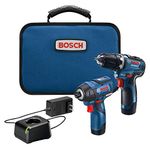 BOSCH GXL12V-220B22 12V Max 2-Tool Brushless Combo Kit with 3/8 in. Drill/Driver, 1/4 in. Hex Impact Driver and (2) 2.0 Ah Batteries, Brushless 12V Kit