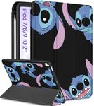 Koecya for iPad 9th/8th/7th 10.2 inch Generation Case Cute Cartoon Kawaii for Girls Kids Teens Boys Girly Women Design Cool Covers Folio Stand with Pencil Holder for Apple i Pad 9/8/7 Gen,Black