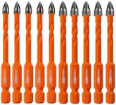 BGTEC Cemented Carbide Drill Bits -10pcs Quick-fit Shank 5MM*5+6MM*5MM Cross Spiral Hard Alloy Drill Bit for Wood Plastic Masonry Ceramic Tile Concrete Marble