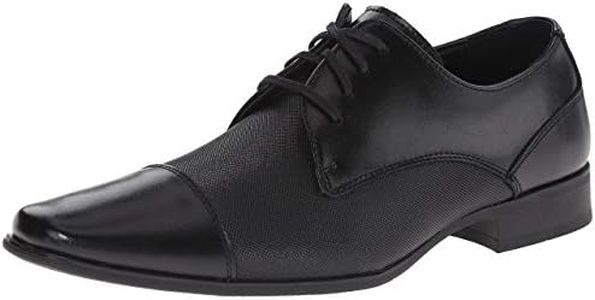 Calvin Klein Men's Bram Diamond Leather Oxford, Black, 8.5 M US