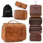 Elviros Toiletry Bag Hanging Travel Organizer for Men and Women, 3 in 1 Multifunctional Large Makeup Cosmetic Case for Toiletries Accessories, Water-resistant PU Leather Bathroom Dopp Kit Shaving Bag,