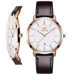 OLEVS Women Watches Ultra Thin 6.5mm Minimalist Dress Fashion Leather Strap Quartz Waterproof Casual Women Wrist Watch, Brown Leather&White Dial, Quartz Movement