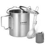 Lixada Camping Cup Pot,750ml Stainless Steel Water Cup Mug with Foldable Handles and Lid for Outdoor Camping Hiking Backpacking