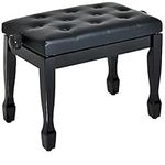 HOMCOM 25" Adjustable Padded Piano Bench Wooden Artist Keyboard Seat Stool Chair Black