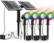 MEIHUA Solar Spotlights 4 in 1 with Remote Control RGB Outdoor Landscape Light IP66 Waterproof Garden Light Multiple Colors Changing Dimmable 3 Auto Cycle Modes for Gardens Statue Pathway Patio…