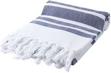 Cacala Turkish Hammam Towels - Traditional Peshtemal Design for Bathrooms, Beach, Sauna - Ultra-Soft, Fast-Drying, Absorbent 37x70" 100% Cotton Darkblue