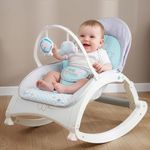 R for Rabbit Rock N Play Baby Rocker Baby Feeding Chair with Vibration and Soothing Music, Adjustable Backrest with Arc-Shaped Legs for Rocking Mode | 3 in 1 Functionality DetachableToy Bar (Green)