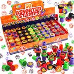 JOYIN 50 Pieces Halloween Assorted Stamps Kids Self Ink Stamps, 25 Designs Plastic Stamps, Trick Or Treat Stamps, Spooky Stamps for Halloween Party Gifts, Game Prizes, Halloween Goodies Bags