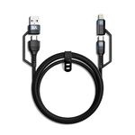 Dailyobjects Surge™ 4-In-1 Universal Braided Charging Cable With Multiport | Type-C To Lightning, Type-A, Supports Data Transfer | Compatible with All Android & iOS Smartphones, Tablet/Ipads & Macbook