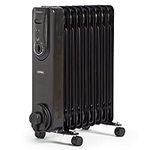 VonHaus Oil Filled Radiator 9 Fin – Oil Heater Portable Electric Free Standing 2000W for Home, Office, Any Room – Adjustable Thermostat, 3 Heat Settings, 4x Wheels, 1.5m Power Cable – 2 Year Warranty