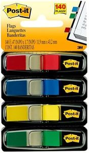 Post-it Flags, 35/Dispenser, 4 Dispensers/Pack, .47 in Wide, Assorted Primary Colors (683-4)