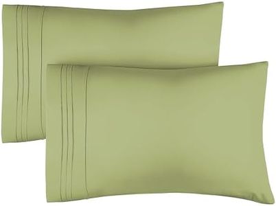 CGK Unlimited King Pillow Cases (Set of 2) - Hotel Quality Pillowcase Covers- Comfy Bedding for All- Machine Washable Pillow Protectors- 2 Piece- Light Olive Green