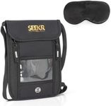 SEEKR TRAVEL Passport Holder Travel Wallet - Bonus Travel Eye Mask - RFID Blocking with Neck Strap - Store Cards, Phone, Cash, Tickets and Travel Accessories - Water Resistant - Unisex (Black)