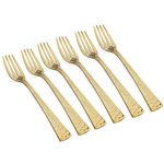 Indian Art Villa Pure Brass Matt Hammered Design Fork, Flatware, Tableware, Cutlery Item, Length-7.2 Inches - Set of 6