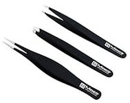 Macs Tweezers Set;- for Eyebrow Plucking, Ingrown Hair -Best for Eyebrow Hair, Facial Hair Removal,Splinter - Stainless Steel Precision Sharp- Pointy Ends Meet Perfectly - 7343BK (Black)