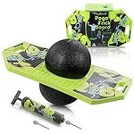 Flybar Pogo Trick Ball for Kids, Trick Bounce Board for Boys and Girls Ages 6+, Up to 160 lbs, Includes Pump, Easy to Carry Handle, Durable Plastic Deck Indoor, Outdoor Toy Pogo Jumper (Green Mean)