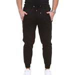 A2Z Mens Fleece Jogging Bottoms Joggers 2 Tone Exercise Sweatpants Gym Trousers Tracksuit Pants Size S-4XL Black