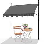 VOUNOT 3 x 1.2m Patio Telescopic Awning, Retractable Manual Awning, Adjustable Waterproof Canopy with Hand Crank, Balcony Sun Shade Shelter, Grey