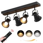 KEESFU 4-Light Track Lighting Kit Dimmable with Remote Control, Black Kitchen Ceiling Light with Rotatable Light Heads,Modern Farmhouse Lighting for Dining Room,Hallway,Bathroom.(Bulb Include)