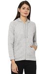 Allen Solly Women's Synthetic Hooded Neck Regular Sweatshirt (AHSTWRGF074068_Light Grey_Medium_Light Grey_M)