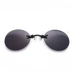 Retro Round Clip-On Nose Sunglasses Matrix Morpheus Movie Rimless Clamp Glasses, 4 Colors (Black)