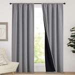 NICETOWN Blackout Curtains for Bedroom, Pair of Energy Smart & Noise Blocking Out Full Shade Curtain Panels, Thermal Insulated Guest Room Rod Pocket Window Dressing(Silver Grey, 52 x 84 inch)