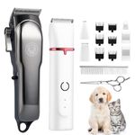 CkeyiN Plus Dog Grooming Kit for Heavy Thick Coats, Low Noise Rechargeable Dog Clippers and Paw Trimmer with Ceramic Cutter Head, Cordless Dog Hair Trimmers for Small and Large Dogs Cats Pets Animals