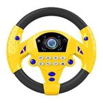 HARKAL Steering Wheel Toy for Kids | Interactive Driving Simulator with Sounds | Musical Educational Toy for Toddlers | Attachable to Stroller & Car Seat | (Yellow, Pack of 1)