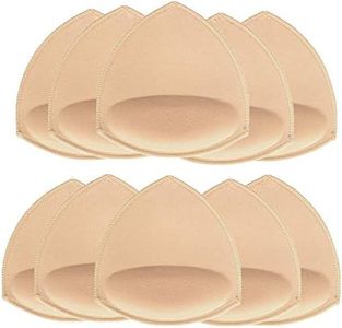 FANMAOUS 5 pairs Women's Triangle Bra Pads Inserts Removable Push Up Sports Bra Cups Replacements For Bikini Top Swimsuit (5 pairs beige B/C)