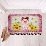 Feelyou Pig Bathroom Rugs Sunflower Pattern Btah Rugs for Shower Tub for Kids Teens Pink Cow Fur Bath Mats for Bathroom White Cowhide Cow Print Black White Pink Bathroom Accossories 20"x32"