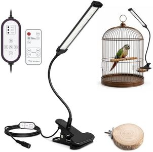 Bird Cage Light Full Spectrum LED with Remote Control, 10 Brightness Levels 3/9/12H Timer Flexible Gooseneck Lamp for Parrot Pet Birds Indoor Cages