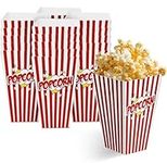 MATANA 150 Large Popcorn Boxes, 9x17cm - Red & White Striped Retro Design - Theatre, Cinema, Fun Movie Nights, Sleepovers, Kids’ Parties, Birthdays