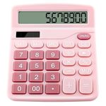 Calculator, 12 Digits Desk Calculator with Big Sensitive Button, Clear Large Display Calculator, Solar and Battery Calculators, Standard Function Desktop Calculator for Office Home School (Pink)