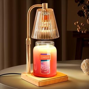 Marycele Candle Warmer Lamp with Timer for Yankee Candles, Adjustable Height Wax Melt Warmer for Scented Wax, Mothers Day Birthday Gifts for Mom Women Sister, Vintage Amber Glass Lamp for Home Decor