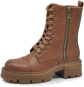 IF FASHION Stivali Stivaletti Anfibi Combat boots Scarpe da Donna Con Platform Zip Cerniera 6646 camel N.37
