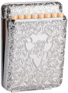 Regular King Size Cigarette case 16 pcs King Size Cigarette Box Retro Metal Portable Good for Men Women (Silver)